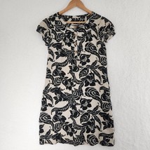 Gap Linen Dress Floral Women&#39;s Black Cream Pockets Size 2 - £17.35 GBP