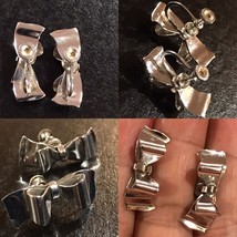 Vintage sterling silver screw back bow tie earrings - £27.54 GBP