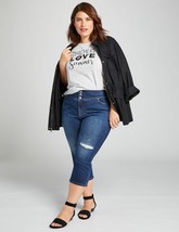 Lane Bryant High-Rise 3-Button Pedal Jegging - Destructed Dark Wash Size... - £42.68 GBP