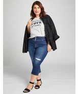 Lane Bryant High-Rise 3-Button Pedal Jegging - Destructed Dark Wash Size... - $33.87