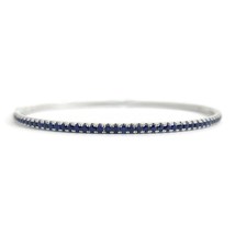 Authenticity Guarantee 
Thin Blue Sapphire Gemstone Bangle Bracelet 14K White... - £1,834.52 GBP