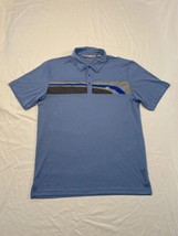 Travis Mathew Short Sleeve Polo Shirt Mens Large Blue Gray Embroidered L... - $15.48