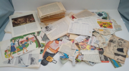 Large lot paper ephemera book page picture etc. collage mixed media scra... - $19.75