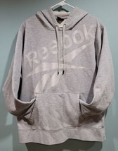 Reebok Gray Sweatshirt Hoodie Sz L Spellout Logo Pocket - $18.69