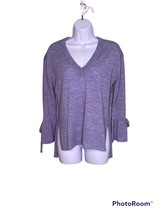 JCREW Size XS Merino Wool V-Neck Purple Sweater Bell Sleeve Oversized - £11.07 GBP