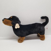 Aurora Plush Dachshund Weiner Dog Black Brown Realistic Large Stuffed Animal - £50.88 GBP