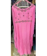 Vintage 80s Pink Lace Sequin Romantic Wedding Brides Maid Dress Party Co... - $24.18