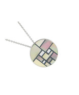 Fronay 16 in.Vintage Button Mother of Pearl Pendant Necklace in 925 Ster... - $84.22 CAD