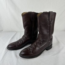 Justin Classic Roper Cowboy Boots 3435 Dark Cherry Leather Men’s Size 7 D - £70.95 GBP