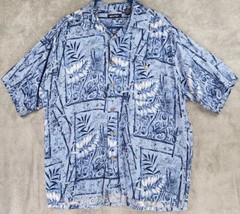 Puritan Shirt Mens Large Blue Hawaiian Casual Beach Dad Button Up Short Sleeve - £19.88 GBP