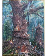 SunsOut Forest Gnomes 1000 pc Jigsaw Puzzle XL Pieces Treehouse Village - £15.00 GBP