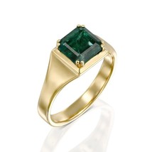 925 Sterling Silver Natural Emerald Gemstone Birthday Men&#39;s Ring Gift Ring - £140.83 GBP