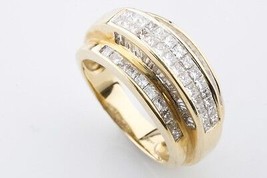 14K Yellow Gold Princess Shape Invisible Set Retro Diamond Band With Bag... - £1,953.90 GBP