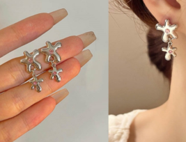 Small fresh Pearl Flower small pink diamond stud ear clip Temperament - $19.80