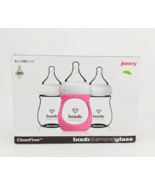 Joovy Clean Flow Boob Diamond Glass Baby Bottles 5 oz Pink Sleeve 3 Pack... - $541.50 MXN