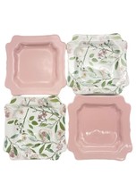 Sweet Laurel 6” Square Dessert Plates Set of 4 Pink &amp; Floral Victorian S... - £19.95 GBP