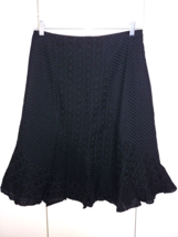 Apostrophe Ladies Black Cotton Eyelet Flared KNEE-LENGTH SKIRT-10-WORN Once - $11.29