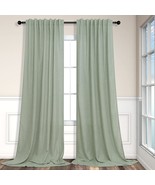 Sage Green Curtains 84 Inch Long For Living Room 2 Panels Back Tab Rod P... - $40.98