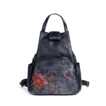 New Retro Embossed Backpack Female Women&#39;s Genuine Leather Backpack Larg... - £99.42 GBP