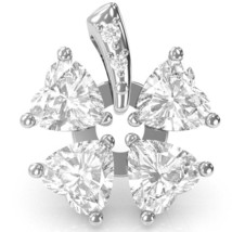 4 Leaf Clover Shamrock White Topaz Diamond Pendant In 14k White Gold - £374.89 GBP