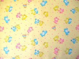Care Bear Styled Lightweight Yellow Cotton Fabric 1 1/4 yd. Vintage - £8.57 GBP