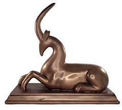Art Deco Copper Colored Gazelle Impala Deer Statue Figurine - £103.79 GBP