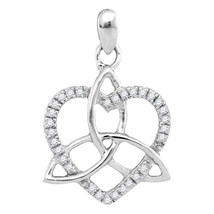 10k White Gold Round Diamond Triquetra Heart Trinity Pendant 1/10 Ctw - £111.08 GBP