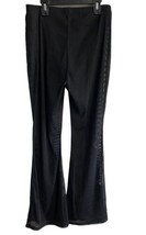 Shein Womens Pants Size L  Black Mesh Stretch Flare Bell Bottom  Rave Wear - $33.61