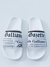 Galliano Newspaper Print Slides Flats Shoes White ( 43 ) - £134.50 GBP