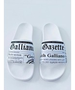 Galliano Newspaper Print Slides Flats Shoes White ( 43 ) - $3,197.05 MXN