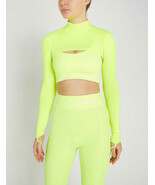 NWT Adam Selman Sport Carbon38 Rib Knit Neon Yellow High Neck Shrug Crop... - $116.25 CAD