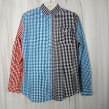 Jeff STAPLE Street Wear Blue Black Checked Button Up Long Sleeve Shirt P... - £55.81 GBP