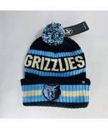 New! ‘47 Navy Memphis Grizzlies Bering Cuffed Knit Pom Hat Unisex Basket... - $24.99