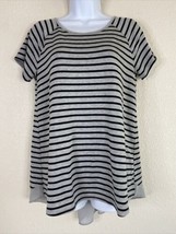 Premise Womens Size S Gray Striped Tunic Short Sleeve Slit back - £4.27 GBP