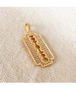 Stylish 18k Gold Filled Blade Pendant With Micro Pave Cubic Zircon Stones - £18.80 GBP