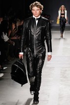 Party Men Lambskin Stylish 100%Original Casual Soft Black Leather Wear J... - $210.38+