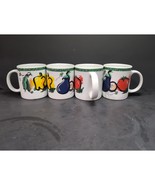 Vintage Tom Prager Coffee Mug Set, Eggplant Tomato Pea, Lipper Mugs, Set... - $603.17 MXN