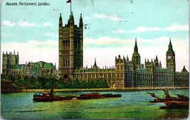 Vtg Cartolina 1914 - Case Parliament - Londra - Tug IN Foreground - £4.80 GBP