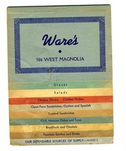 Ware&#39;s Menu West Magnolia Fort Worth Texas Boswell Dairies 1940&#39;s - £81.59 GBP