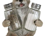 Full Moon Spice Lover Gray Wolf Pup Salt and Pepper Shakers Holder Figurine - $23.99