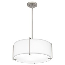 Home Decorators Brookley 4-Light Brushed Nickel Pendant with White Fabric Shade - £58.25 GBP