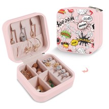 Leather Travel Jewelry Storage Box - Portable Jewelry Organizer - Comic Smash - £12.32 GBP