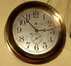 BIG 10&quot; GORGEOUS BRASS CHELSEA 8 Day  US Navy 1941 PRE-WWII  Clock - RUN... - £3,207.26 GBP