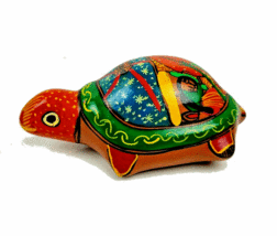 Vintage Mexican Hand Painted Turtle Figurine Clay Folk Art Pottery Mexico  - £15.00 GBP