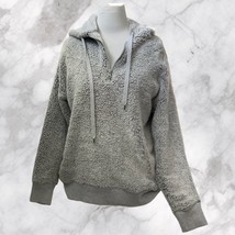Aerie gray black pullover hoodie partial zip ribbed cuff hem pockets siz... - £25.00 GBP