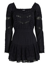 NWT LoveShackFancy Sanaya Mini in Black Ribbon &amp; Eyelet Trim Cotton Dress M - £124.60 GBP
