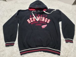 GIII Carl Banks Detroit Red Wings Hoodie Sweatshirt L Black NHL Distress... - $19.03