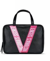Victoria's Secret Ribbon Jetsetter Travel Hanging Beauty Cosmetic Bag Case Black - $23.76