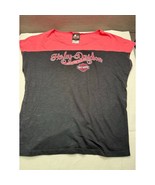 Harley Davidson Motorcycle Shirt Women&#39;s Cut Off Sleeve Size Large - $27.45