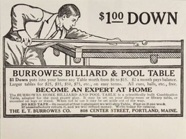 1910 Print Ad Burrowes Billiard &amp; Pool Tables E.T. Burrowes Portland,Maine - £7.72 GBP